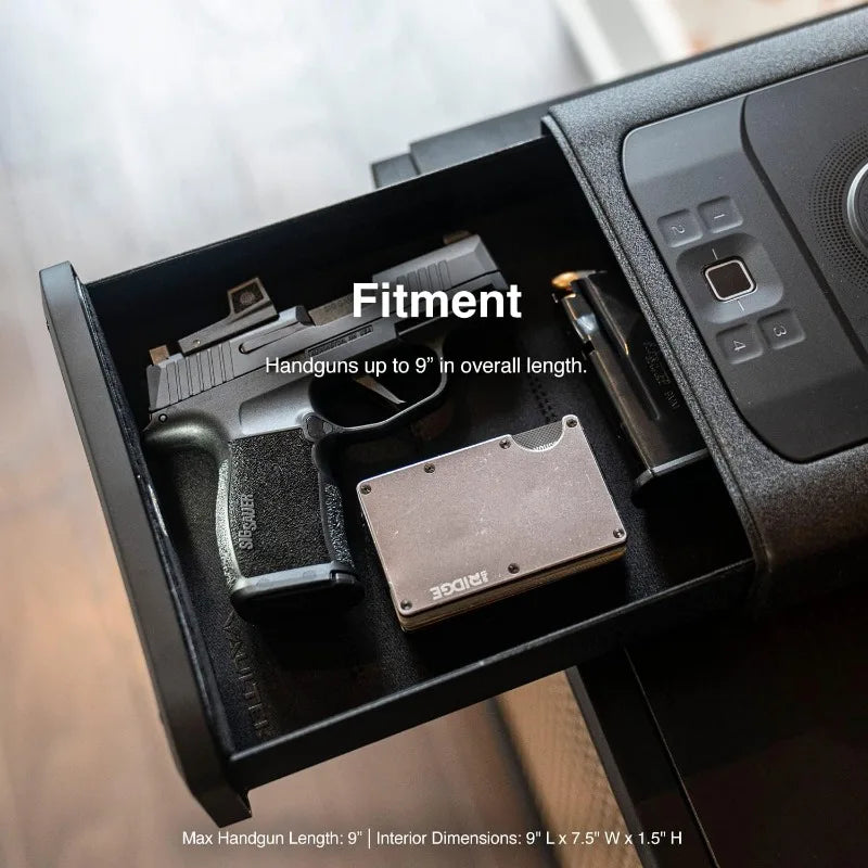 Smart Station™ Biometric Smart Safe with Built-in Wireless Phone Charger + Auto Open Drawer