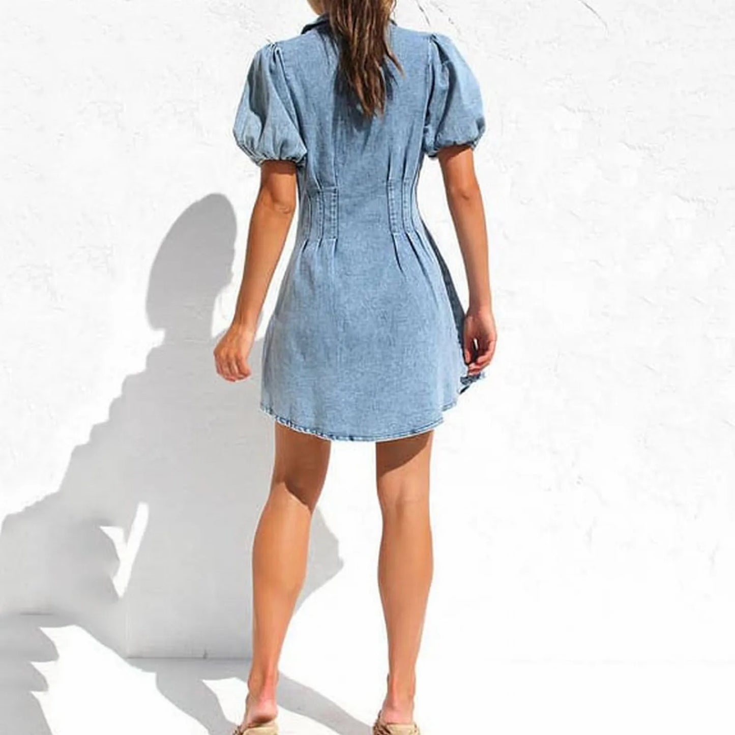 Denim Short Sleeved Midi Dress up to 2xl