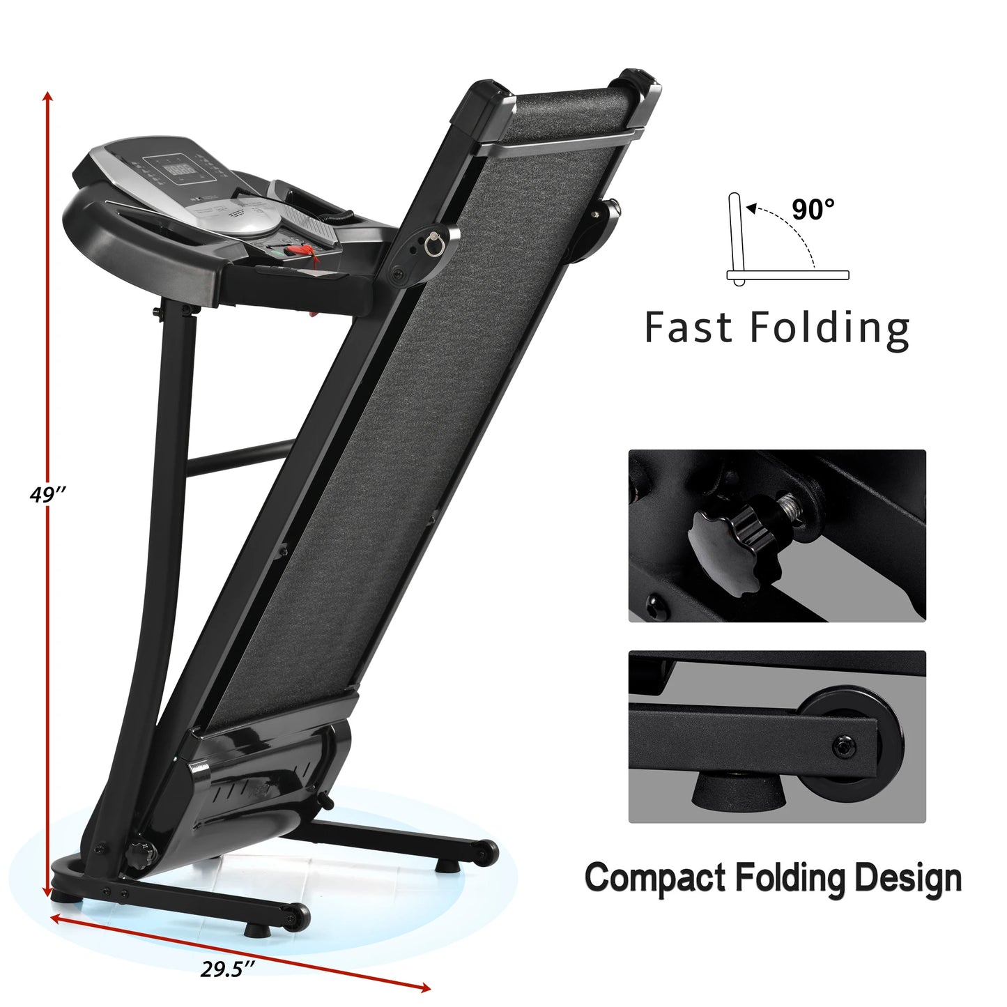 Folding Treadmill Electric Running Machine Walking Jogging Machine with Incline