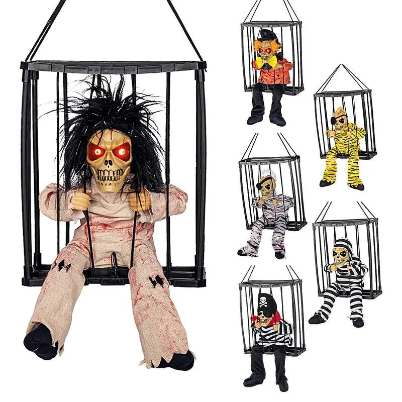 Halloween Decoration Prisoner Ghost In Cage Scary Talking Ghost