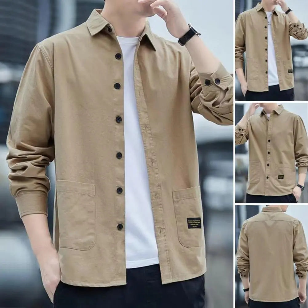 Single-breasted Thermal Style Men Autumn Shirt