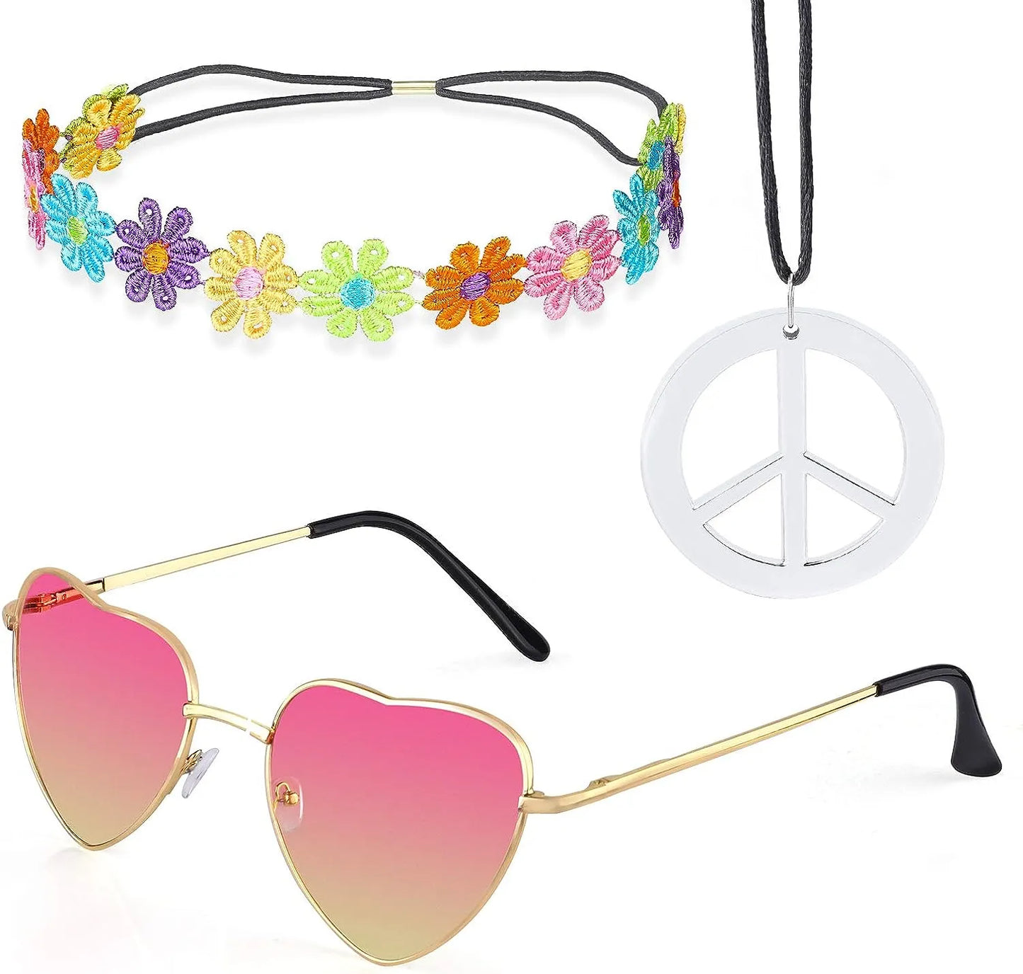 Women Hippie Costume Set 60's 70s Style