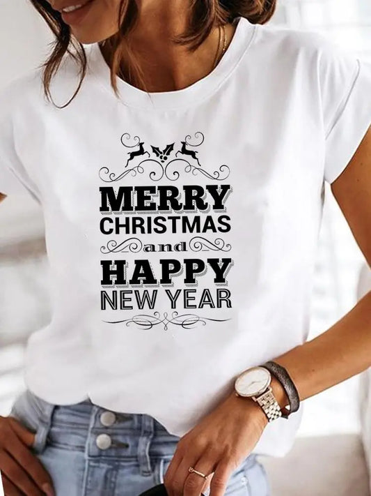 Women Fashion Christmas New Year Holiday T-shirt