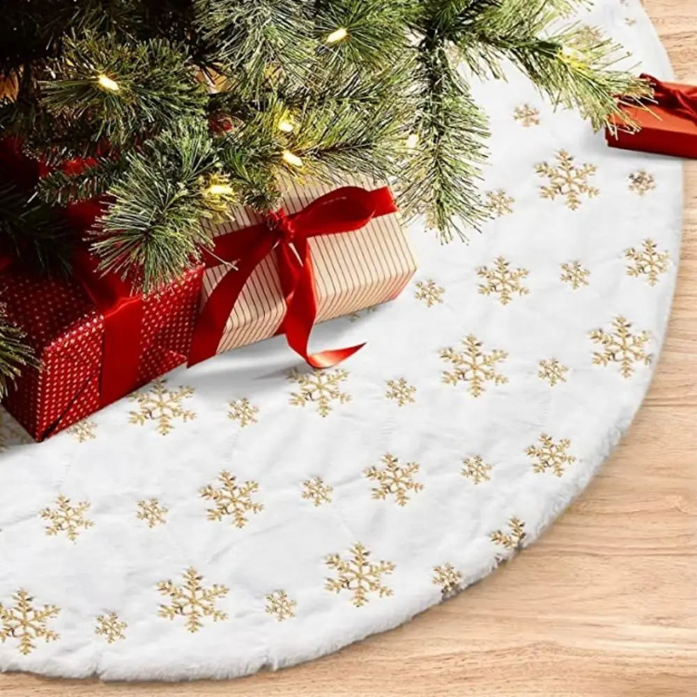 Christmas Tree Skirt Beaded Snowflake Sparkle Tree Skirt Decoration