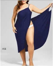 Beach Dress Color Wrap Dress Bikini Cover-ups Plus Size