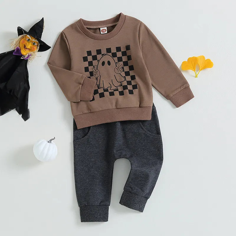 0-3Years Boys 2Pcs Fall Outfits Checkerboard