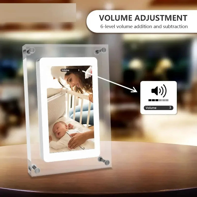 Acrylic Digital Photo Frame 5 Inch 2G Memory Volume button Speaker