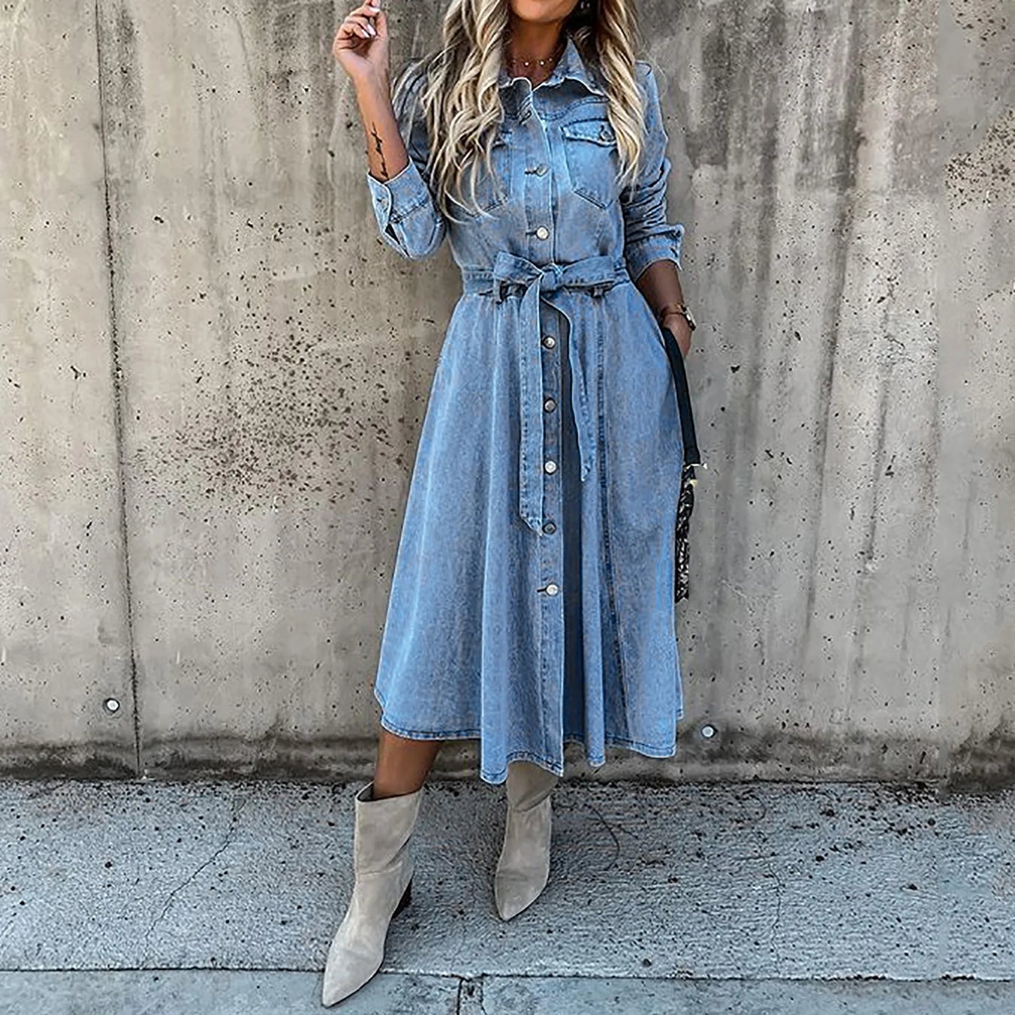 Women's Denim Dress Long Sleeve