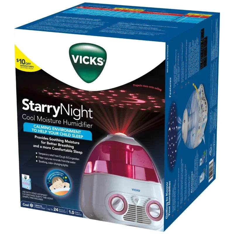 DUTRIEUX Starry Night Cool Mist Humidifier,Pink，ultrasonic