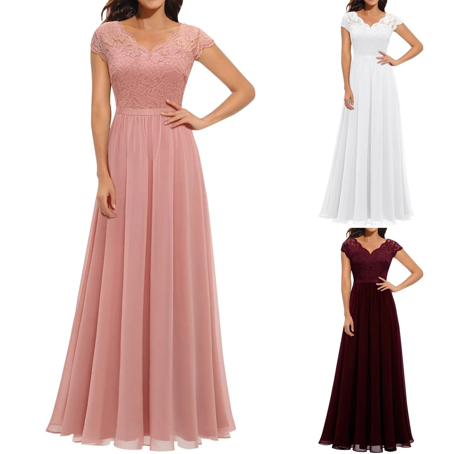 Women‘s Slim Waist Pleated Party Dresses