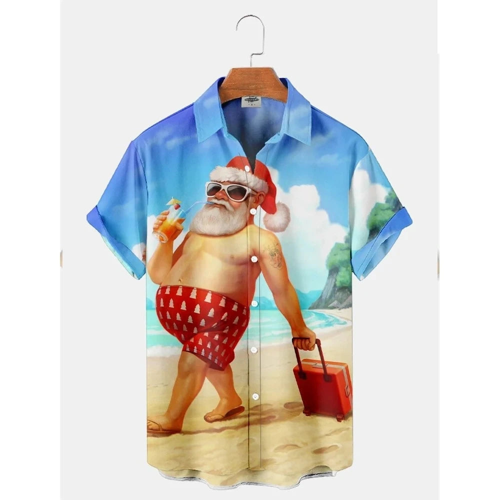 Christmas Graphic Santa Claus Men's Shirts Hawaiian