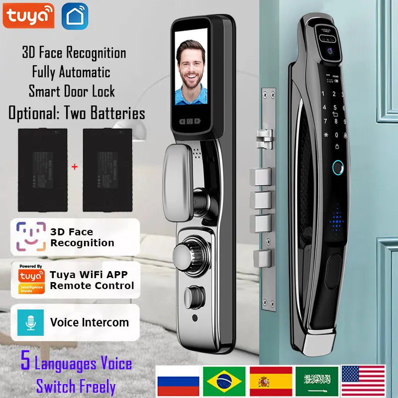 Face Recognition Smart Door Lock With Camera Video Call Voice Intercom