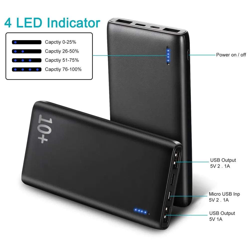 10000mAh Power Bank Ultra-thin Portable Charger