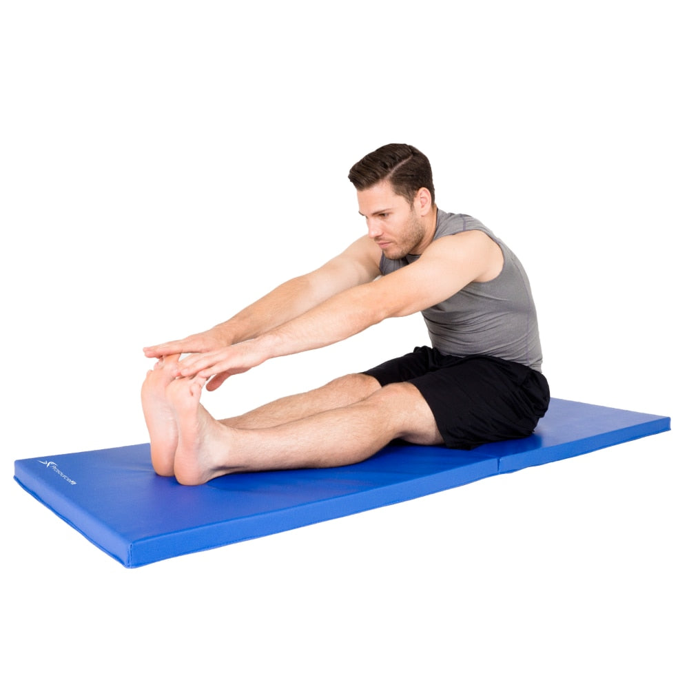 Bi-Fold Folding Exercise Mat 6 x 2, Blue  yoga mat - peterkaczconnect