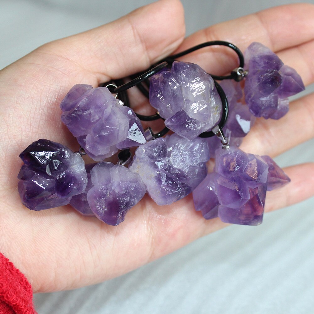 Purple Brazilian Amethyst Quartz Crystal Cluster Pendant - peterkaczconnect