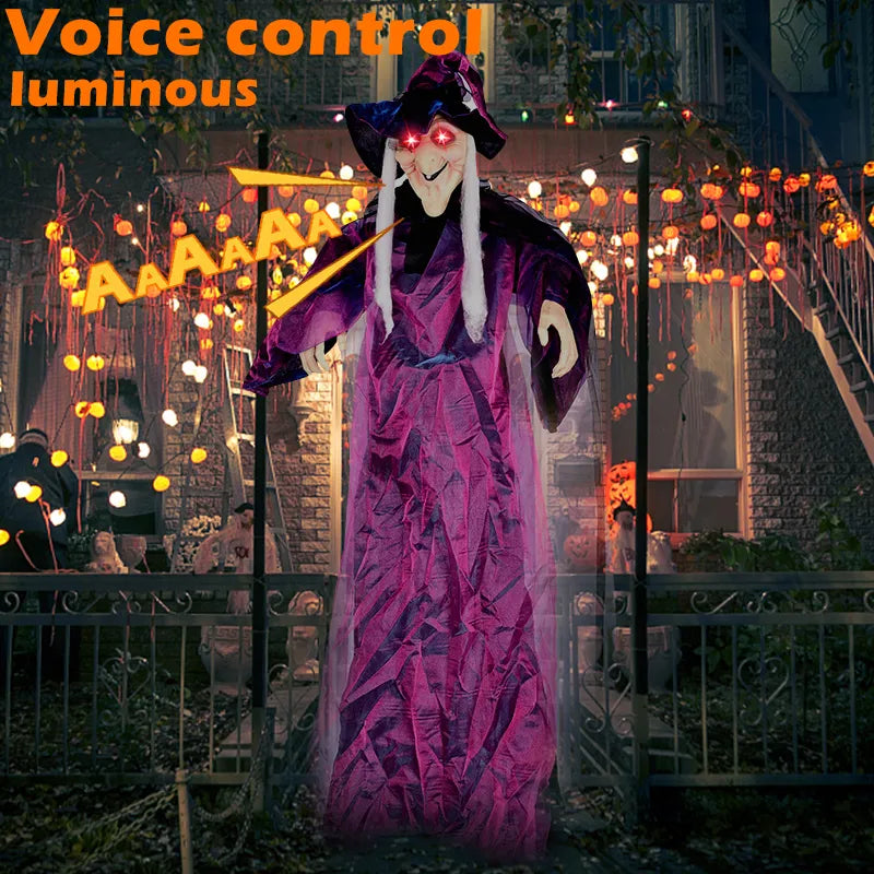 Halloween Voice Controlled Witch LED Glowing Eyes Talking