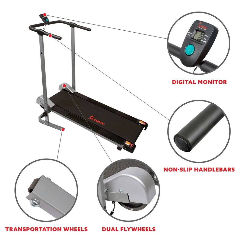 Manual Treadmill - Compact Foldable Exercise Machine