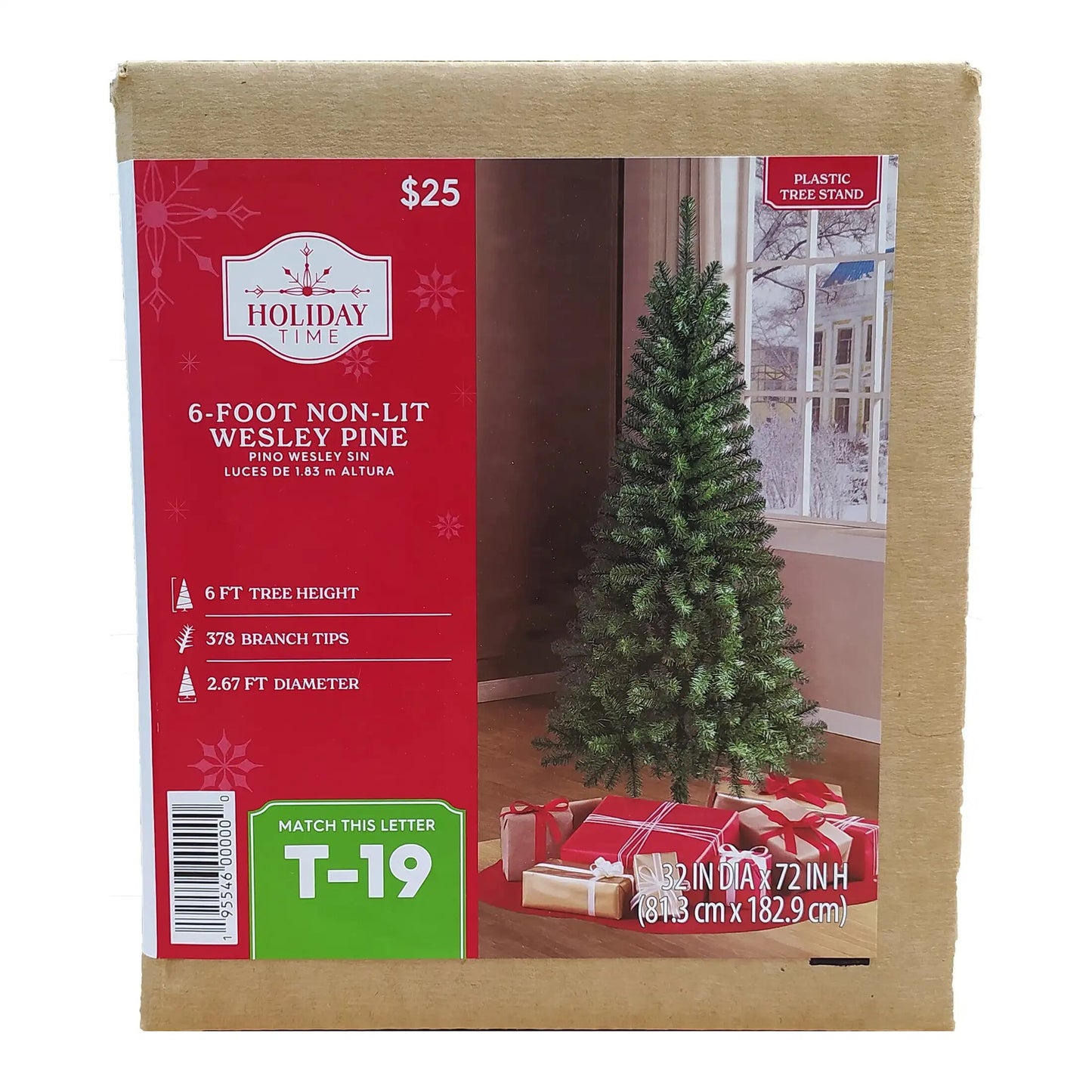 6 ft Non-Lit Wesley Pine Green Artificial Christmas Tree