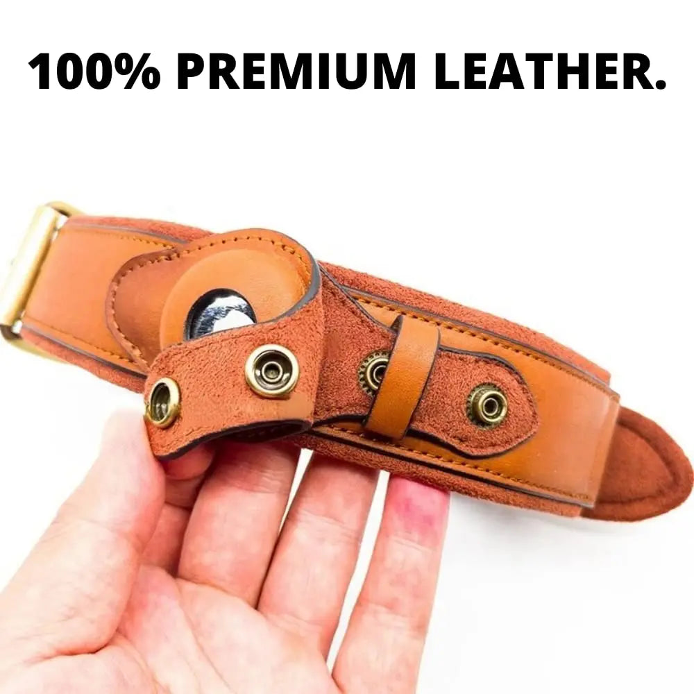 New Leather Anti-Lost Dog Collar With Airtag Holder