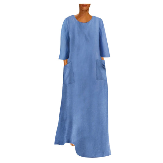 Lapel Loose Summer Long Denim Maxi Dress Dress