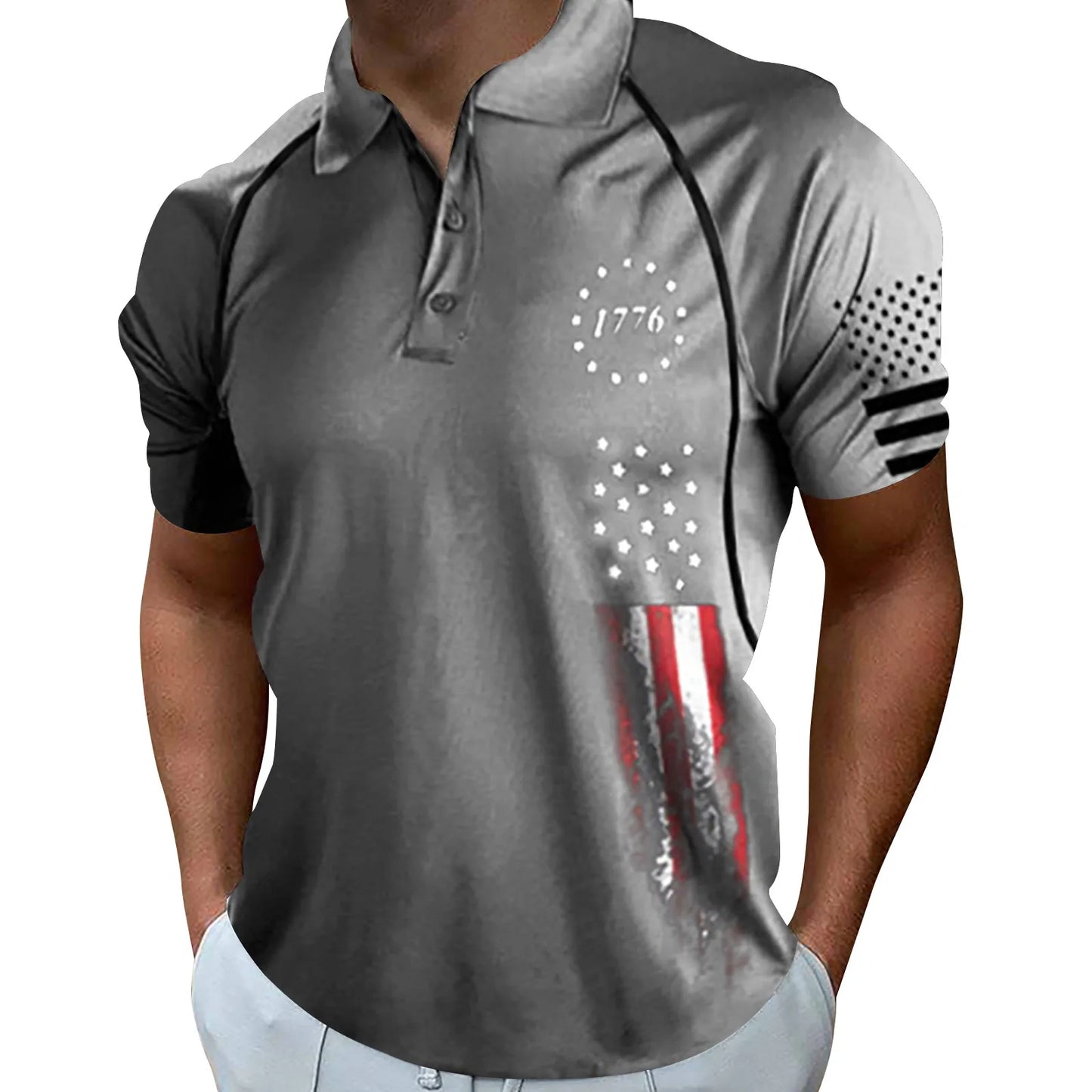 Independence Day Mens Polo Shirts American Flag  Patriotic