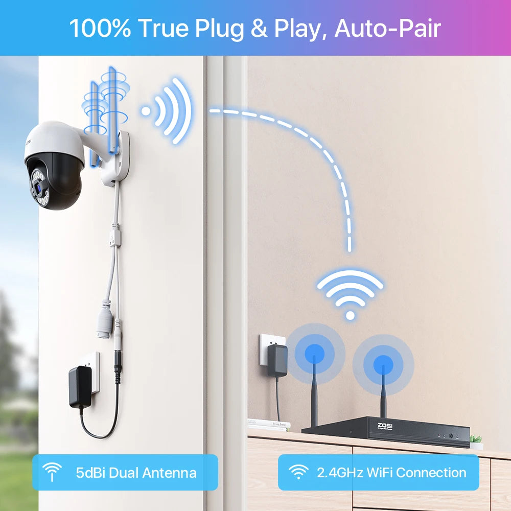 Wireless Security Camera System Pan/Tilt IP Cameras Outdoor