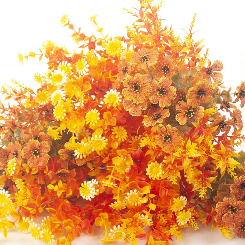 Artificial Fall Flowers Outdoor Plastic Shrub Plant Decoration