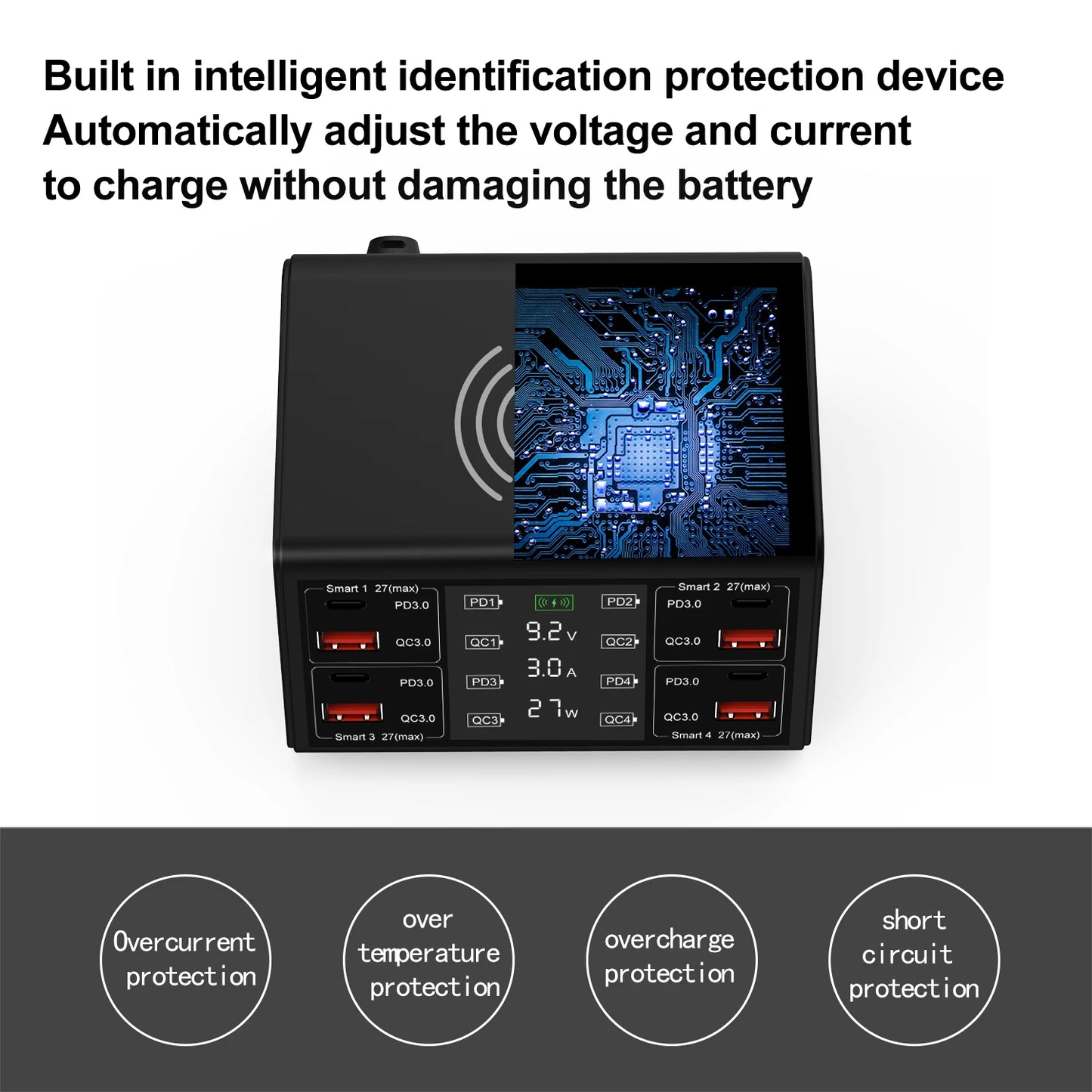 8 Port Fast Phone  Wireless Charging Station