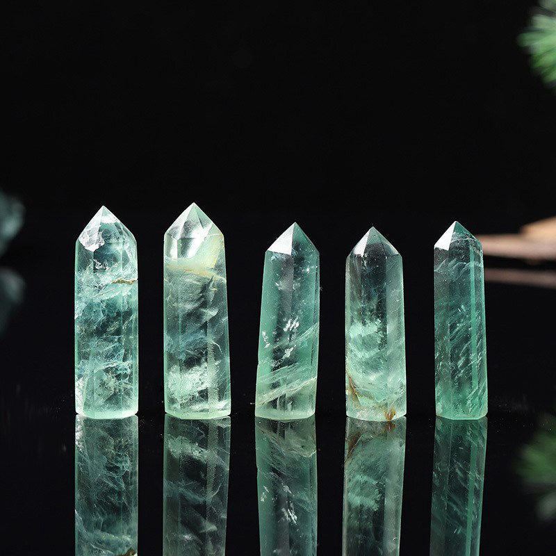 Natural Green Fluorite Quartz Crystal Stone healing Wand - peterkaczconnect