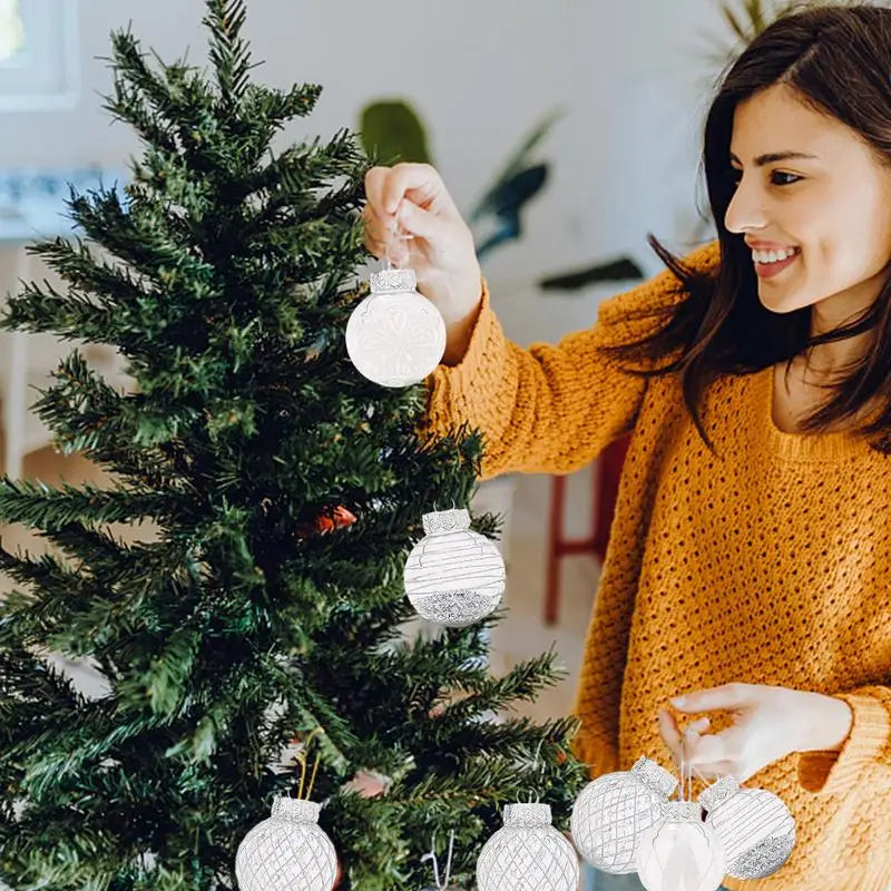 Christmas Ornaments Balls 25 Pieces Glittering Silver White