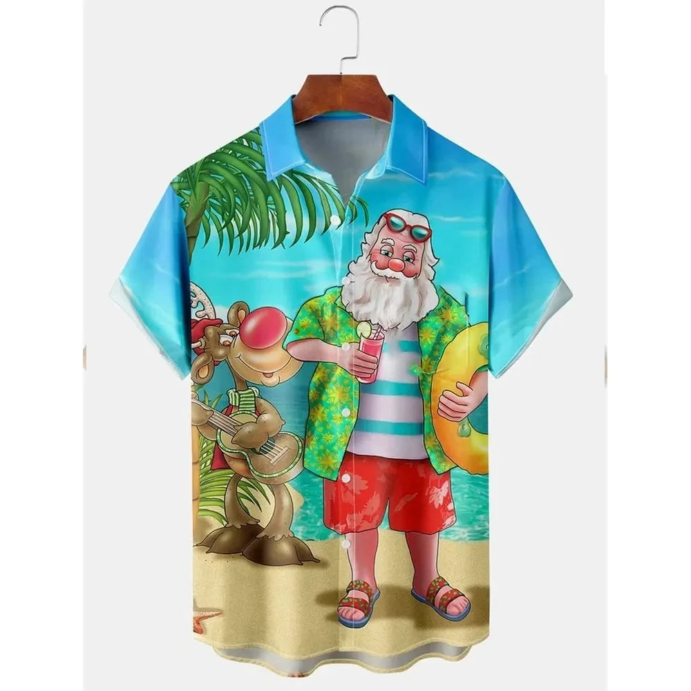 Christmas Graphic Santa Claus Men's Shirts Hawaiian