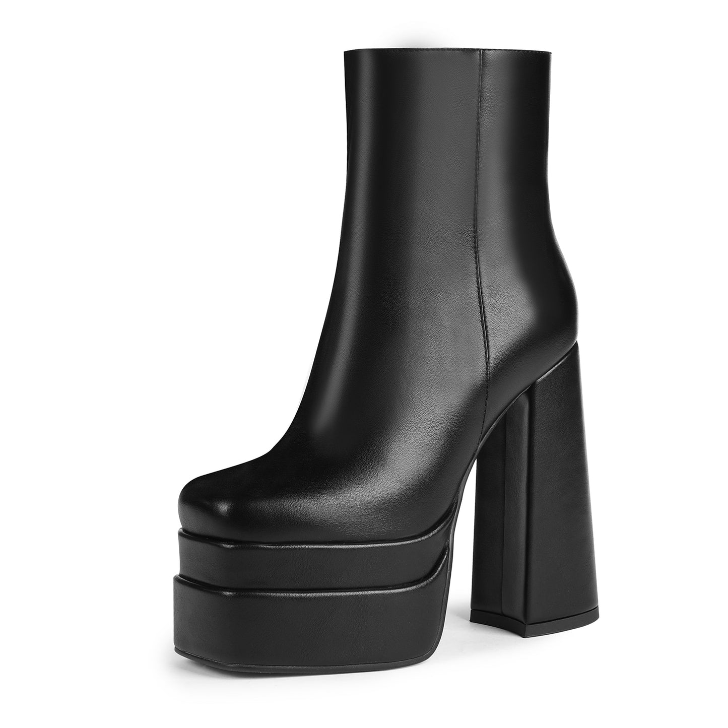 Platform Boots for Women Black Chunky Heel Square Toe - peterkaczconnect