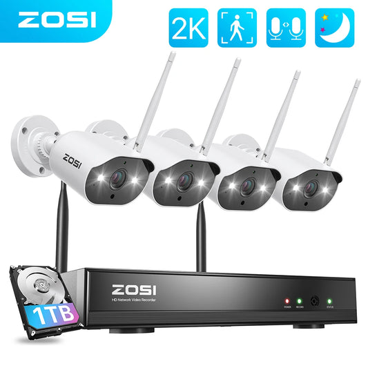 Wireless CCTV Cameras System Outdoor  Color Night Vision Wi-Fi