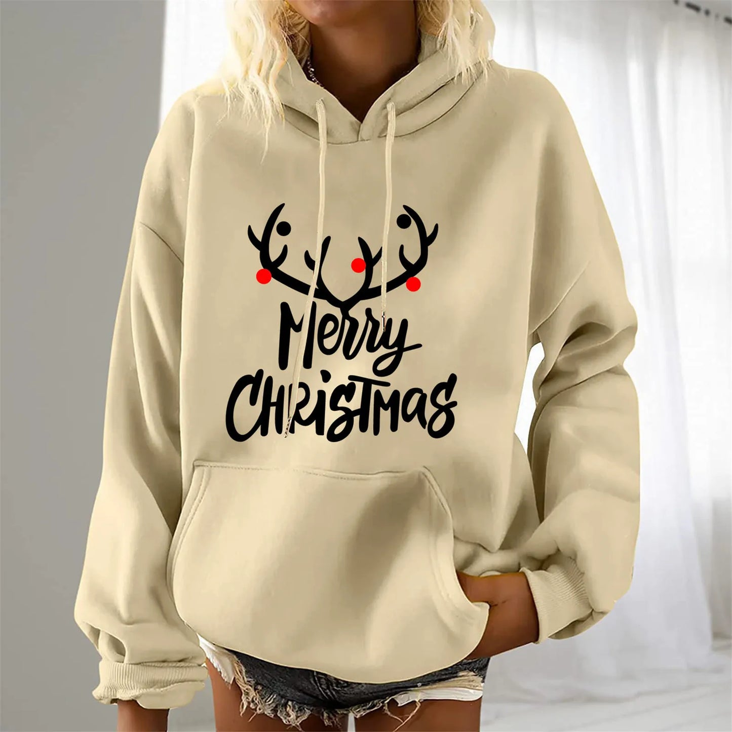 Women'S Christmas Printed Hooded Sweatshirt