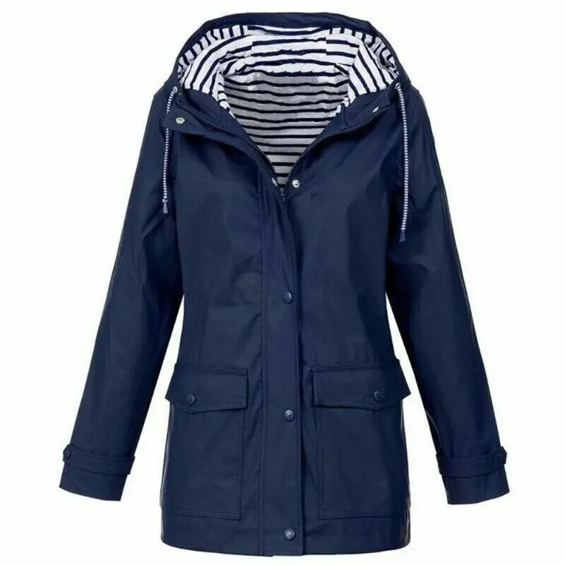 Ladies Rain Jacket Trench Windbreaker Down Coat