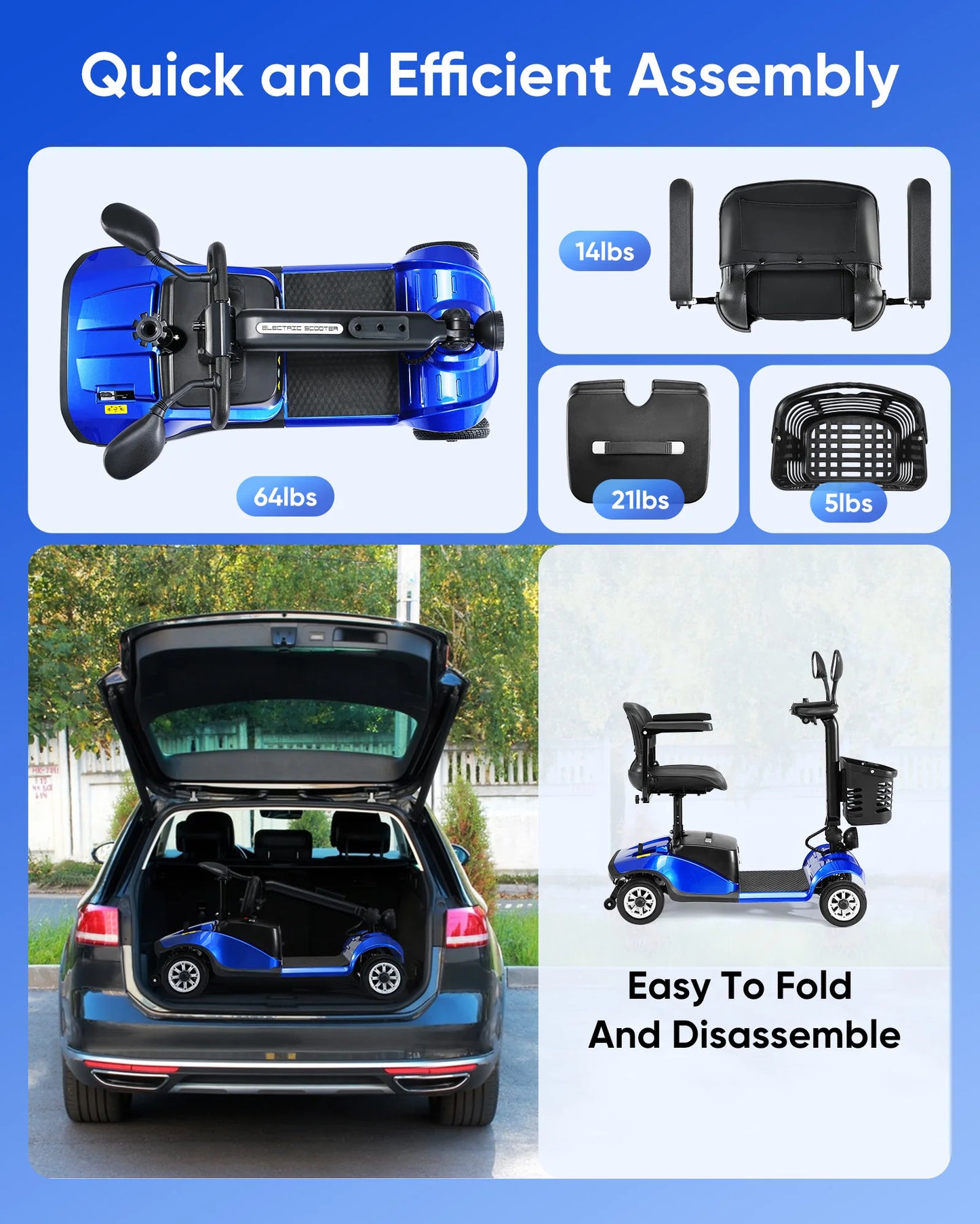 Mobility Scooter Electric Car Foldable Power Wheelchair