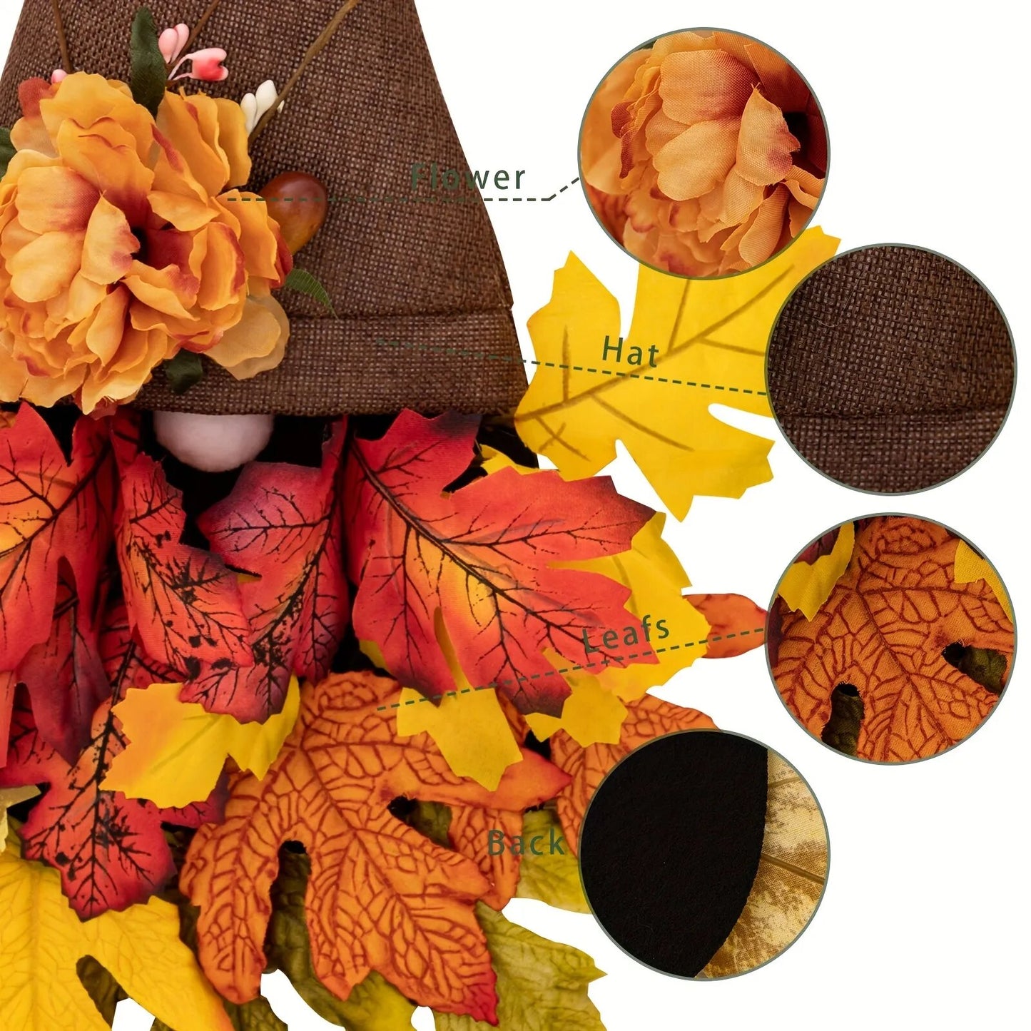 1PC Autumn Maple Leaf Hat Wreath  Door  Wall Hanging  Decoration