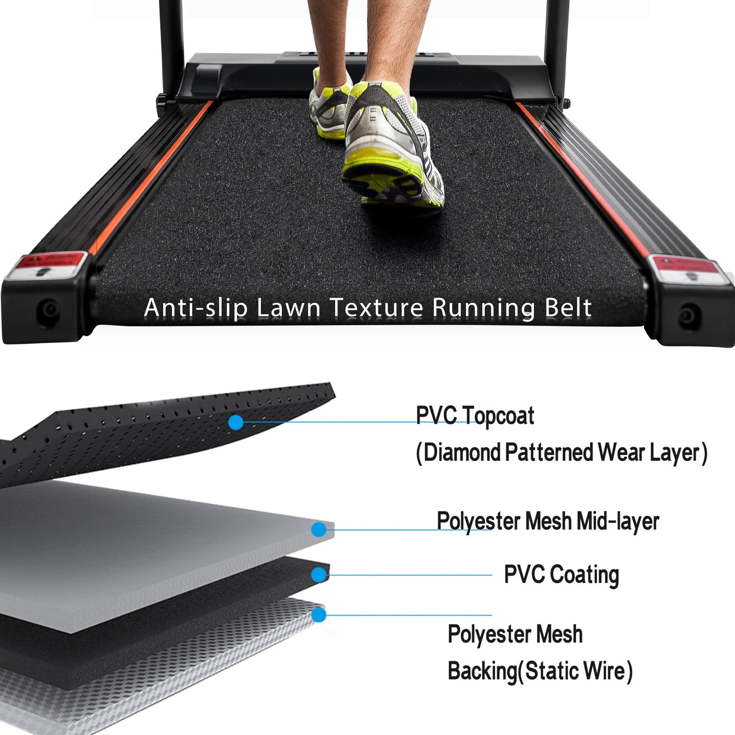 Folding Treadmill Electric Running Machine Walking Jogging Machine with Incline