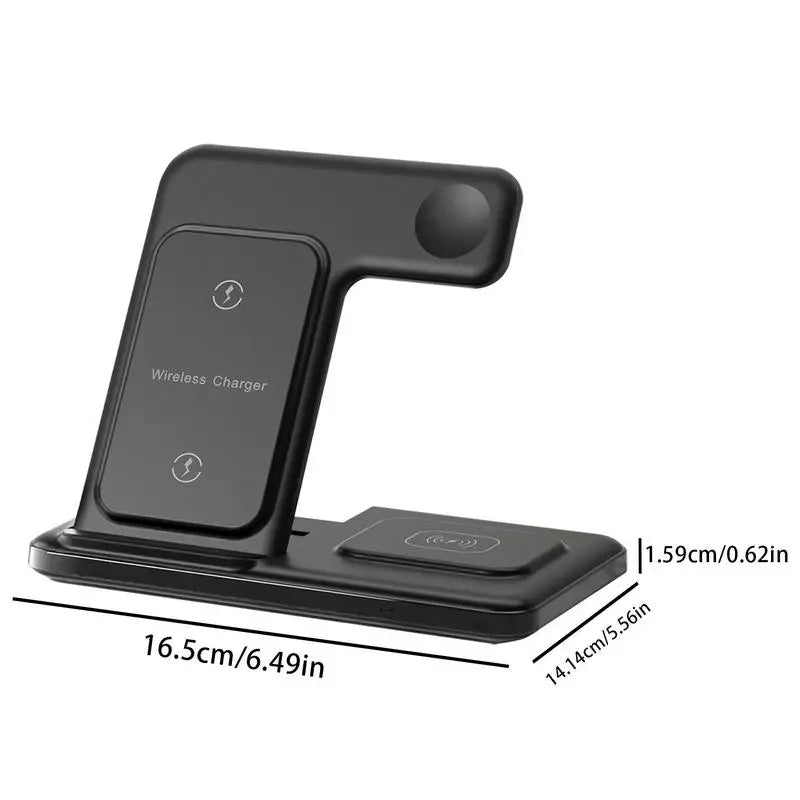 3 In 1 Portable Wireless Charger Stand Phones Earphones Watches