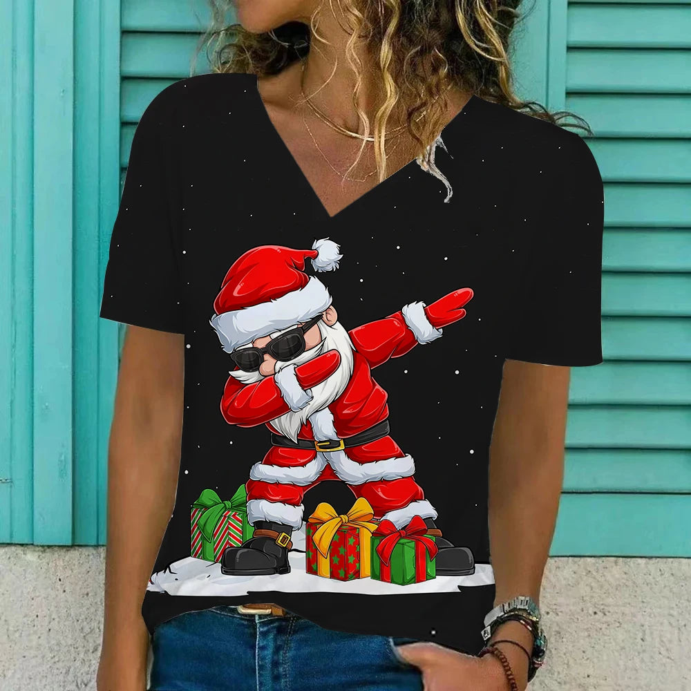 Christmas Women's Fashion Clothing Santa Claus t shirt