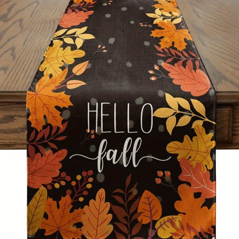 Thanksgiving Linen Table Flag, Autumn Harvest Festival, Pumpkin Tablecloth  House Party Decoration 1pc