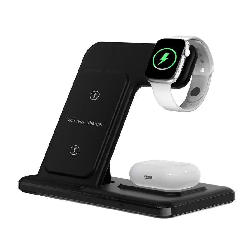 3 In 1 Portable Wireless Charger Stand Phones Earphones Watches