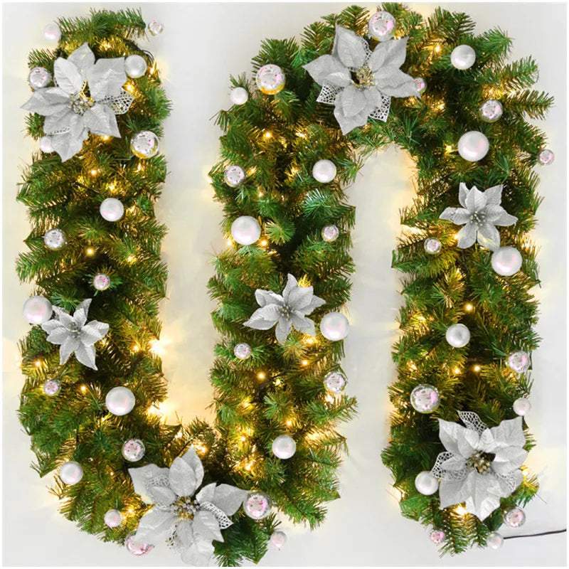 LED Christmas Garland Decor Light  Artificial Flower  2.7M