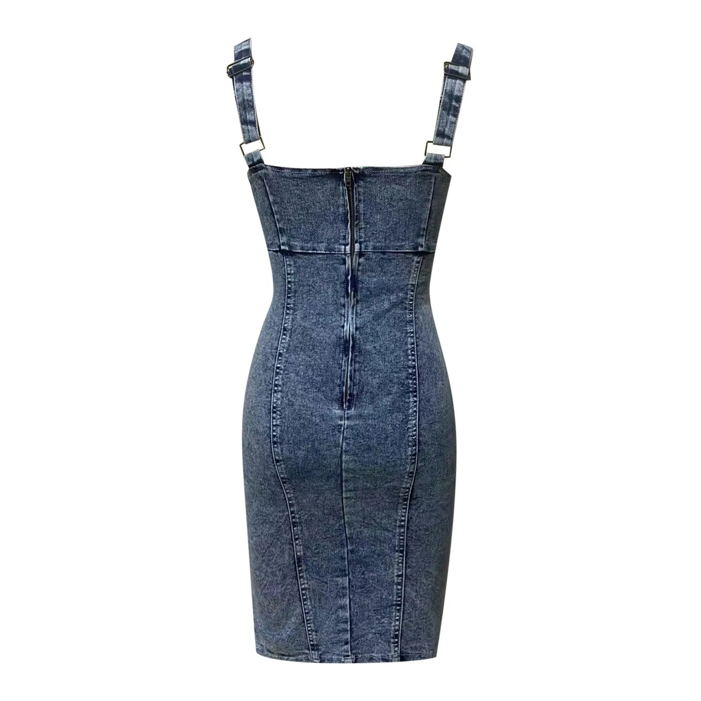 Womens Fashionable Sleeveless Suspender Casual Denim Dress