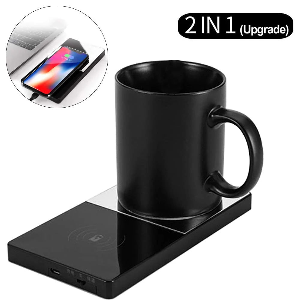 2 In 1 Heating Mug Cup Warmer Wireless Charger