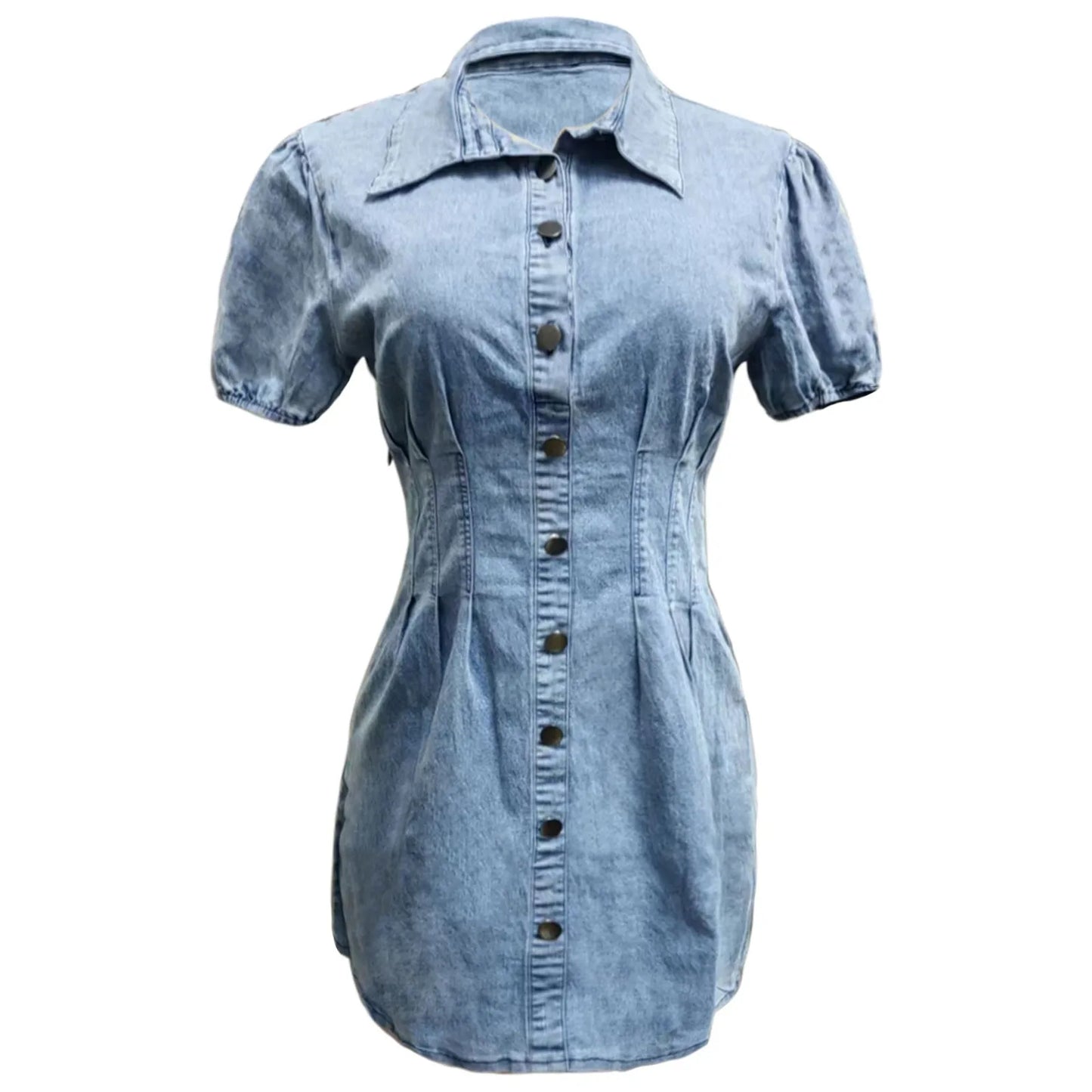 Denim Short Sleeved Midi Dress up to 2xl