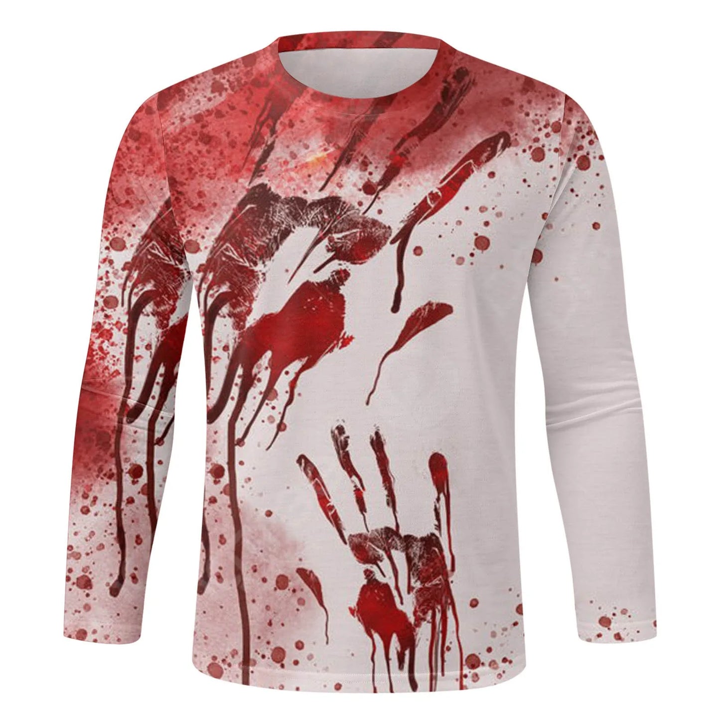 Halloween Cosplay T-Shirt Male Autumn And Winter Long Sleeve Round Neck Funny Print