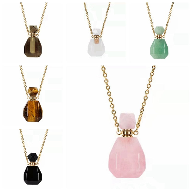 Natural Crystal Perfume Bottle Essential Oil Diffuser Necklace - peterkaczconnect