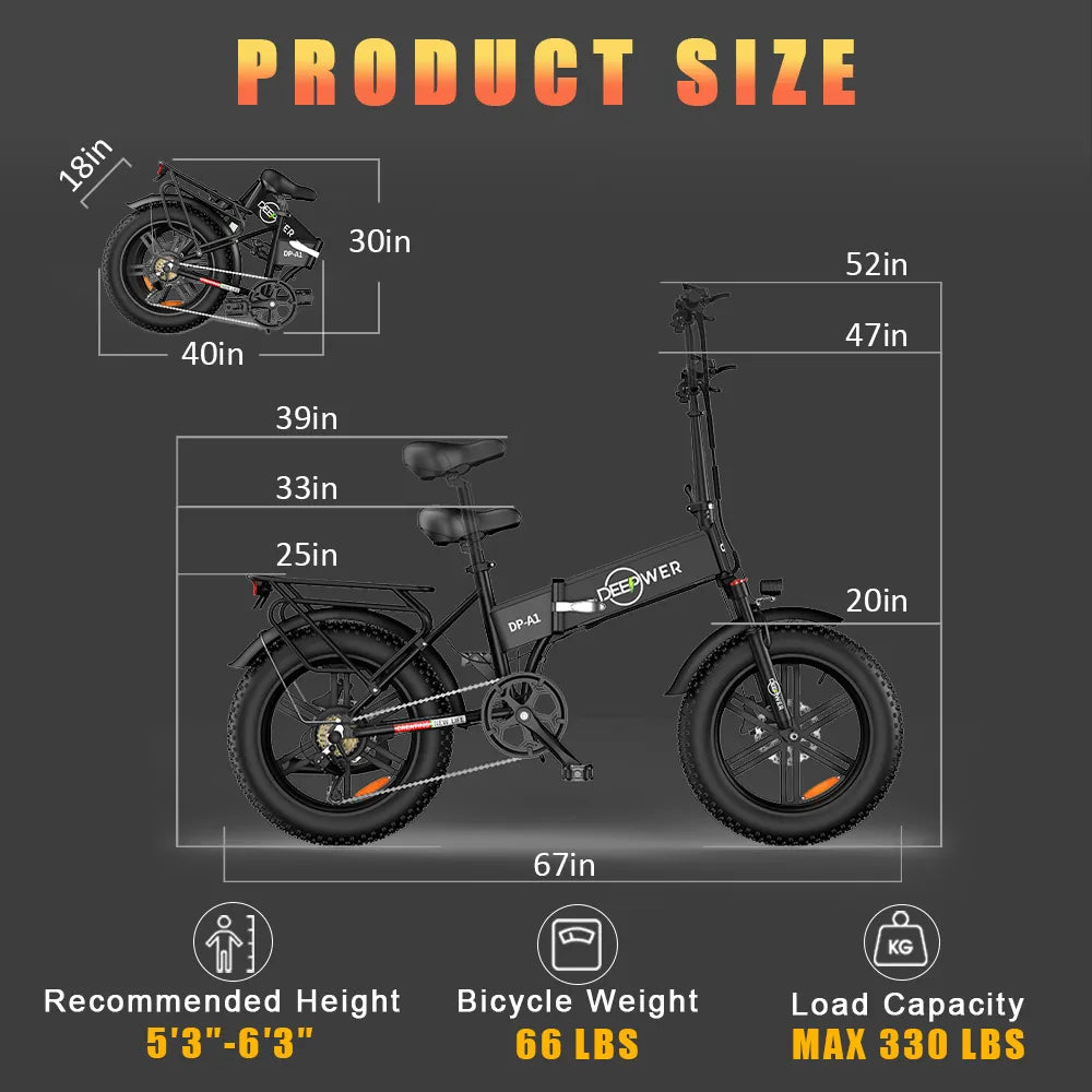 Electric Adult bike Bicycle 48V Foldable fat tire E-bike