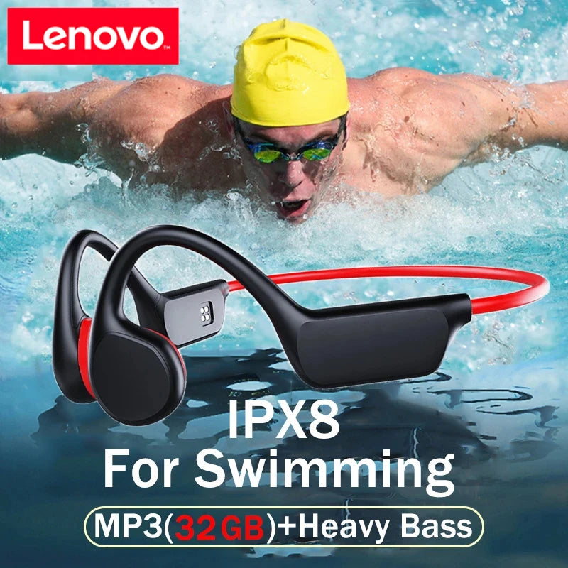 Lenovo Bone Conduction Bluetooth Headset Sweatproof Waterproof